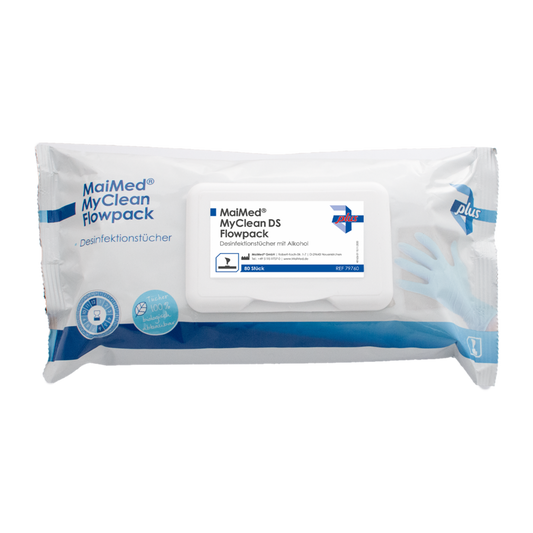 MaiMed® MyClean DS Flowpack - Gebrauchsfertige alkoholische Desinfektionstücher zur Desinfektion von Oberflächen